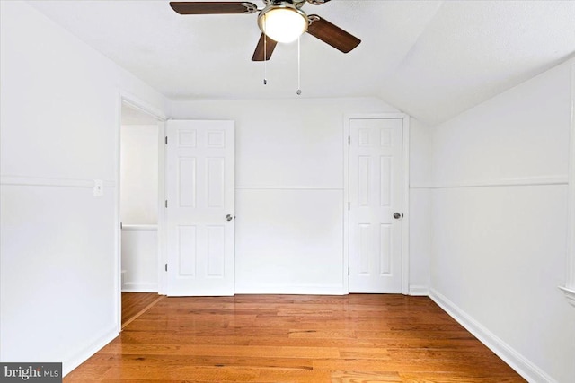 5901 Euclid, Cheverly, MD 20785 - unfurnished bedroom with light wood-style floors, lofted ceiling, a closet, and a ceiling fan