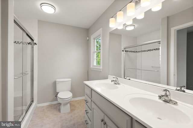 13619 Flintwood Pl, Herndon, VA 20171 - full bath with a shower with door, double vanity, and tile patterned flooring
