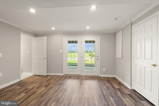 13619 Flintwood Pl, Herndon, VA 20171 - unfurnished room featuring crown molding, dark wood finished floors, recessed lighting, and a smoke detector