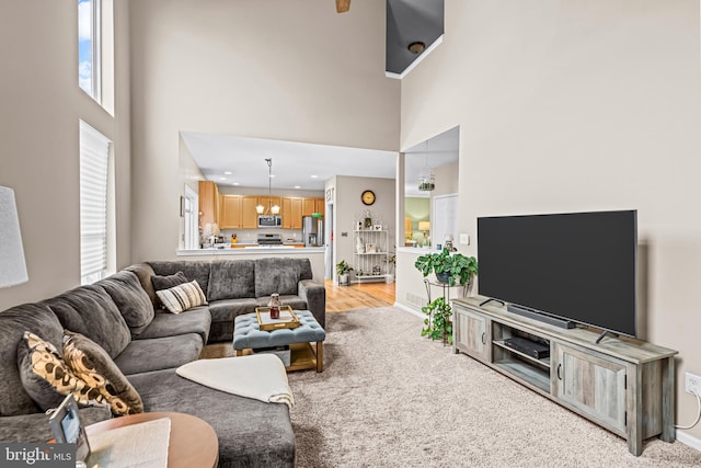 54 Colts Gait Rd, Marlton, NJ 08053 - living area with a towering ceiling and light colored carpet