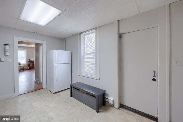 68 Locust St, Lancaster, PA 17602 - kitchen featuring freestanding refrigerator and a drop ceiling