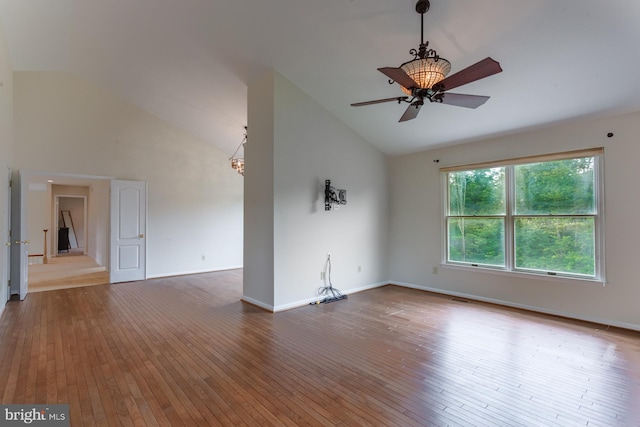 12 Dalton Way, Holland, PA 18966 - spare room with a ceiling fan, hardwood / wood-style flooring, a chandelier, and high vaulted ceiling