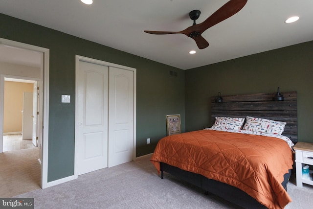 12 Dalton Way, Holland, PA 18966 - carpeted bedroom with a closet, recessed lighting, and ceiling fan
