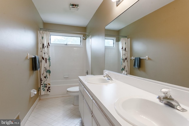 12 Dalton Way, Holland, PA 18966 - bathroom with shower / bath combo with shower curtain, double vanity, and tile patterned flooring