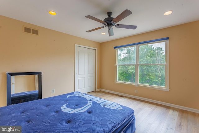 12 Dalton Way, Holland, PA 18966 - bedroom featuring wood finished floors, recessed lighting, a closet, and ceiling fan