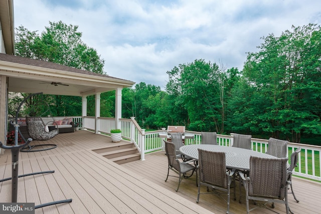 12 Dalton Way, Holland, PA 18966 - deck featuring an outdoor living space, a ceiling fan, and outdoor dining area