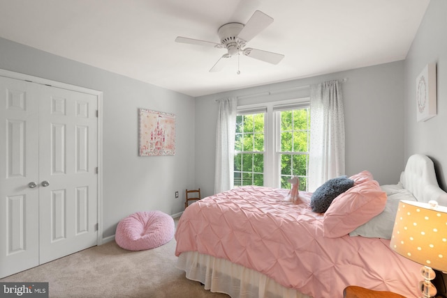 10207 Daylily Ct, Manassas, VA 20110 - bedroom with carpet flooring, a closet, and ceiling fan