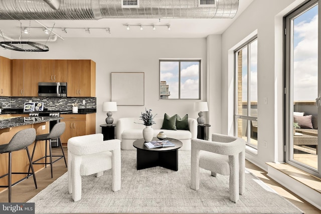 301 Massachusetts Ave NW Unit 1103, Washington, DC 20001 - living area featuring light wood-style flooring, healthy amount of natural light, and track lighting