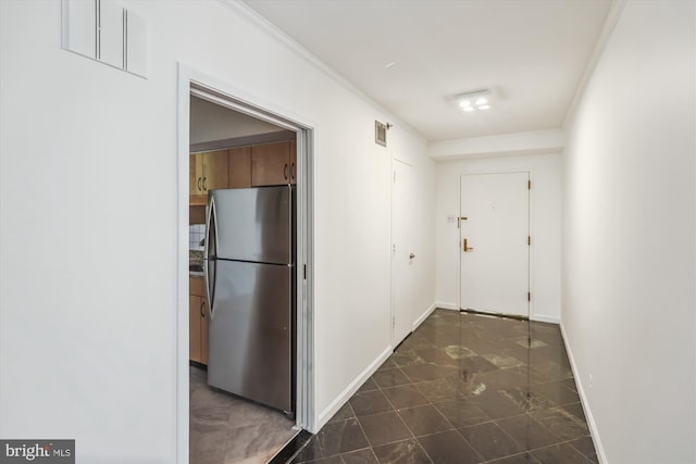1200 Crystal Dr Unit 514, Arlington, VA 22202 - corridor with ornamental molding and dark marble finish flooring