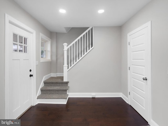 2603 N Tatnall St, Wilmington, DE 19802 - entrance foyer with stairway, wood finished floors, and recessed lighting