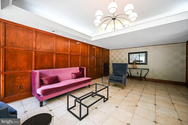 922 24th St NW Unit 504, Washington, DC 20037 - living area with a chandelier and a raised ceiling