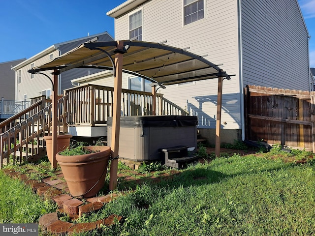323 Swatara Creek Dr, Jonestown, PA 17038 - rear view of property with a hot tub and a deck