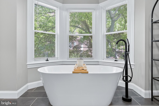30 Race Ave, Lancaster, PA 17603 - bathroom featuring tile patterned floors, a freestanding tub, and healthy amount of natural light