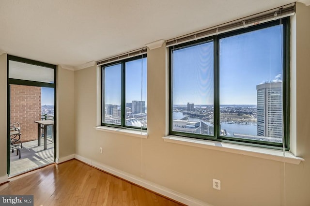 414 Water St Unit 2814, Baltimore, MD 21202 - empty room featuring wood finished floors and a city view