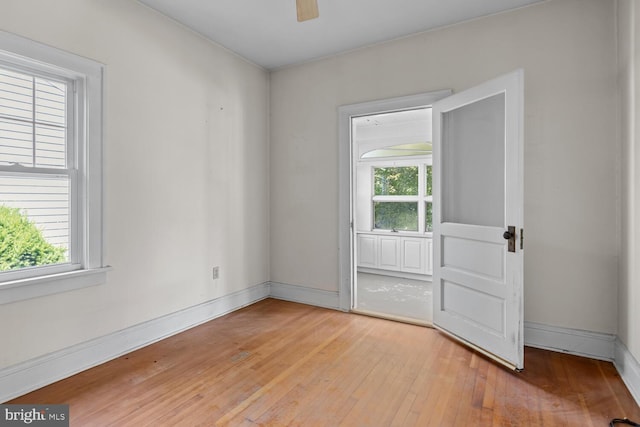 671 Edge Hill Rd, Glenside, PA 19038 - spare room with plenty of natural light, light wood-type flooring, and ceiling fan