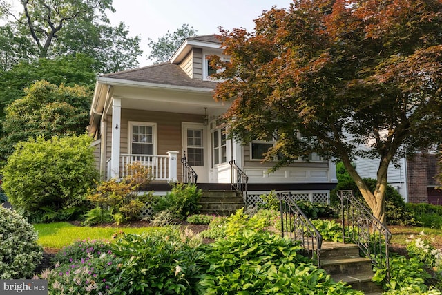 671 Edge Hill Rd, Glenside, PA 19038 - view of front of property featuring covered porch, stairs, and a shingled roof
