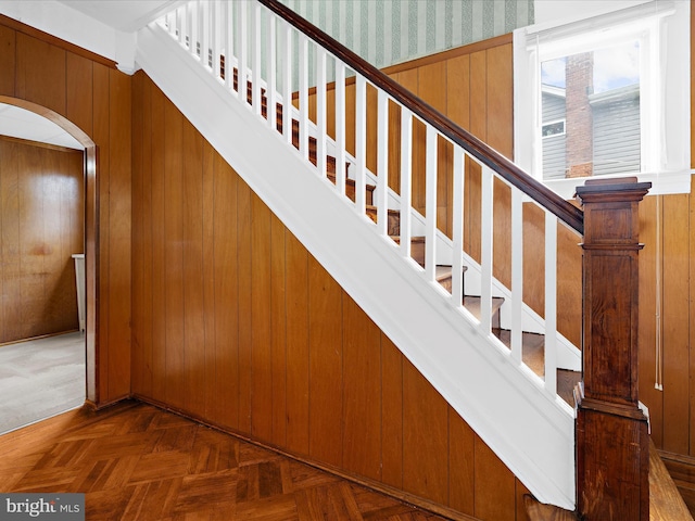 5000 Levindale Rd, Baltimore, MD 21215 - stairs featuring arched walkways and wooden walls