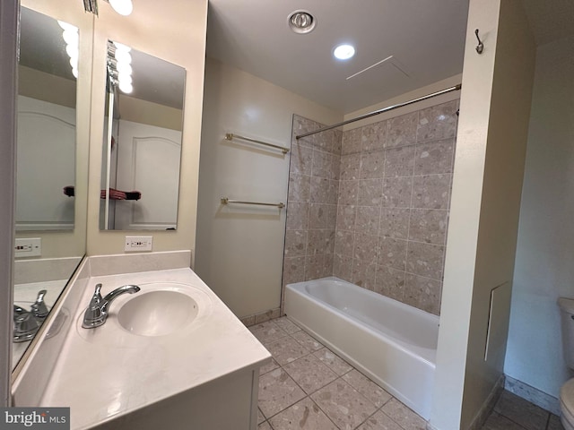 901 N Monroe St Unit 308, Arlington, VA 22201 - bathroom with vanity, tile patterned floors, shower / bath combination, and recessed lighting