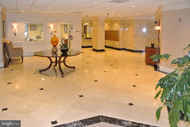 901 N Monroe St Unit 308, Arlington, VA 22201 - building lobby featuring ornamental molding and recessed lighting