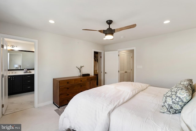 324 Star Tavern Ln, West Chester, PA 19382 - bedroom featuring recessed lighting, a ceiling fan, and ensuite bath