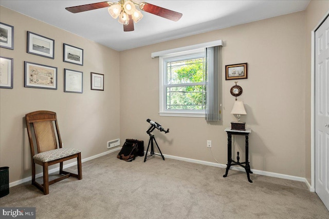 9210 Cherrytree Dr, Alexandria, VA 22309 - sitting room featuring ceiling fan and carpet floors