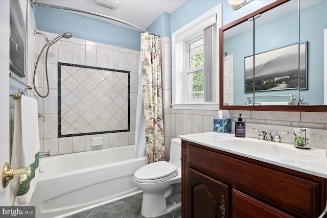 9210 Cherrytree Dr, Alexandria, VA 22309 - full bath with vanity, shower / bath combination with curtain, and tile patterned flooring