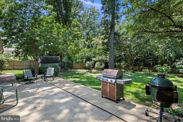 9210 Cherrytree Dr, Alexandria, VA 22309 - fenced backyard with grilling area and a patio