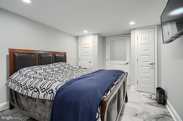 635 E Fort Ave, Baltimore, MD 21230 - bedroom with light marble finish floors and recessed lighting