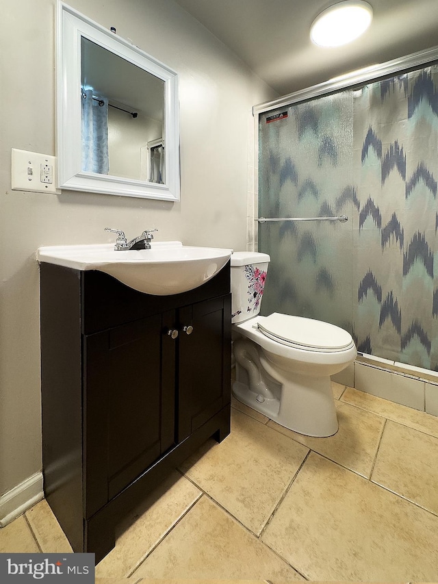 6802 Temple Hill Rd, Temple Hills, MD 20748 - bathroom featuring vanity, tile patterned floors, and a shower stall
