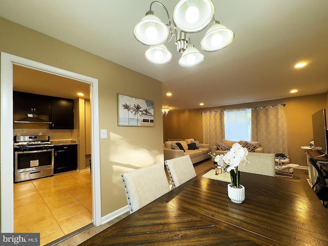 6802 Temple Hill Rd, Temple Hills, MD 20748 - dining area featuring a chandelier, light tile patterned flooring, and recessed lighting