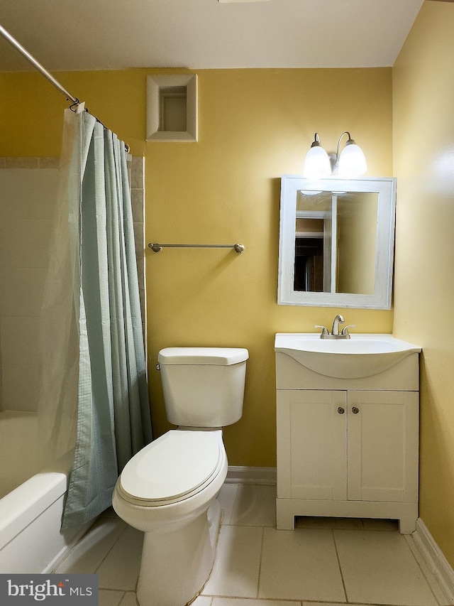 6802 Temple Hill Rd, Temple Hills, MD 20748 - bathroom featuring vanity, tile patterned flooring, and shower / bath combo
