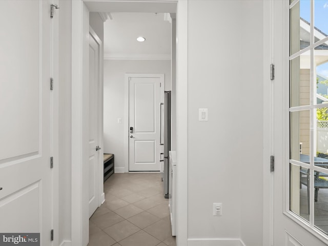 11412 Dairy St, Fulton, MD 20759 - hall featuring crown molding, light tile patterned floors, and recessed lighting
