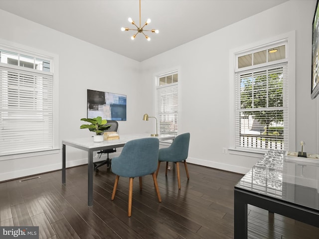 11412 Dairy St, Fulton, MD 20759 - home office with a chandelier and dark wood-type flooring