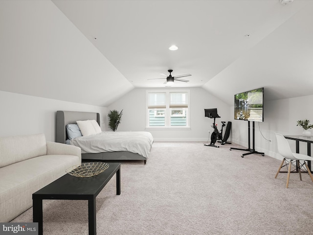 11412 Dairy St, Fulton, MD 20759 - carpeted bedroom featuring vaulted ceiling and ceiling fan