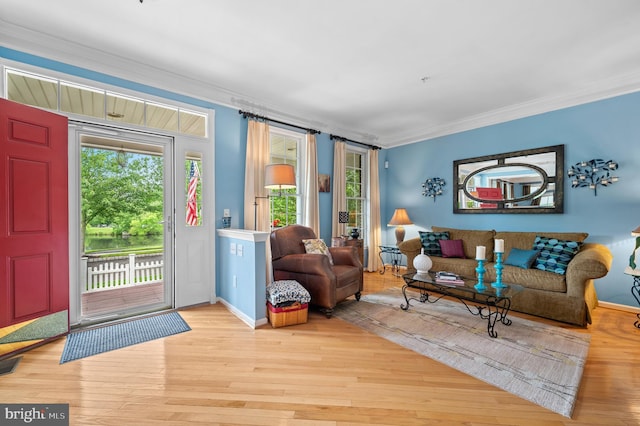 236 Cambridge Pl, Chalfont, PA 18914 - living room featuring crown molding and wood finished floors