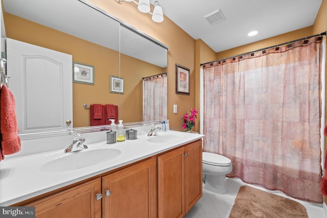 236 Cambridge Pl, Chalfont, PA 18914 - bathroom with double vanity, tile patterned flooring, and a shower with curtain