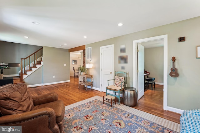 720 E Stephens Ln, Purcellville, VA 20132 - living room with wood finished floors, recessed lighting, and stairs
