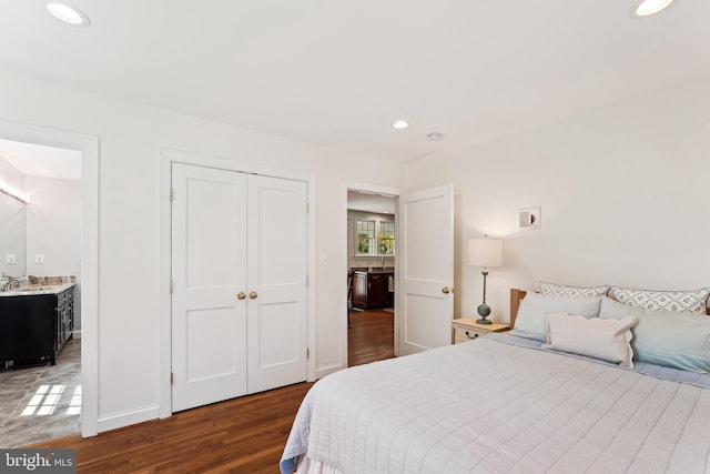 720 E Stephens Ln, Purcellville, VA 20132 - bedroom with wood finished floors, recessed lighting, and a closet