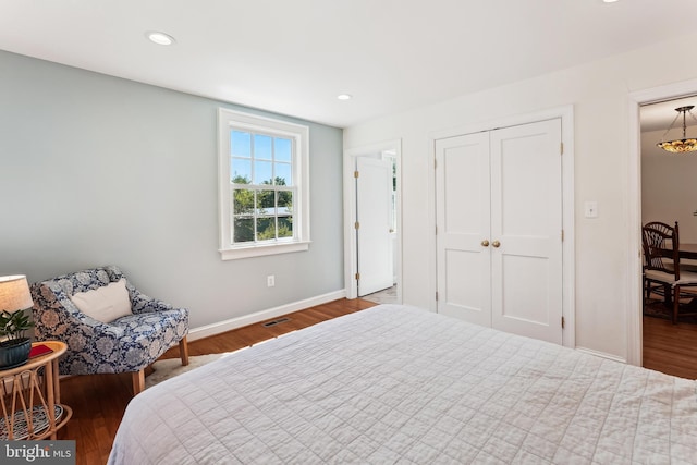 720 E Stephens Ln, Purcellville, VA 20132 - bedroom featuring wood finished floors, recessed lighting, and a closet