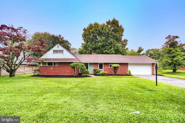 7900 Ivy Ln, Baltimore, MD 21208 - view of front of house with asphalt driveway, a garage, brick siding, and a chimney