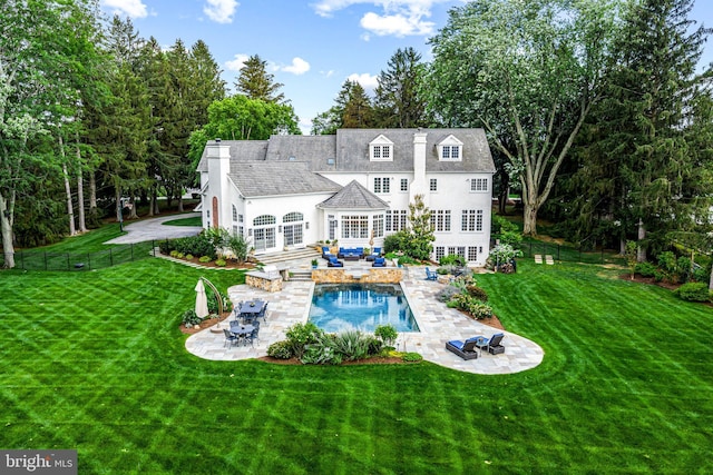 3537 Sawmill Rd, Newtown Square, PA 19073 - rear view of property featuring french doors, a patio area, a fenced backyard, and stucco siding