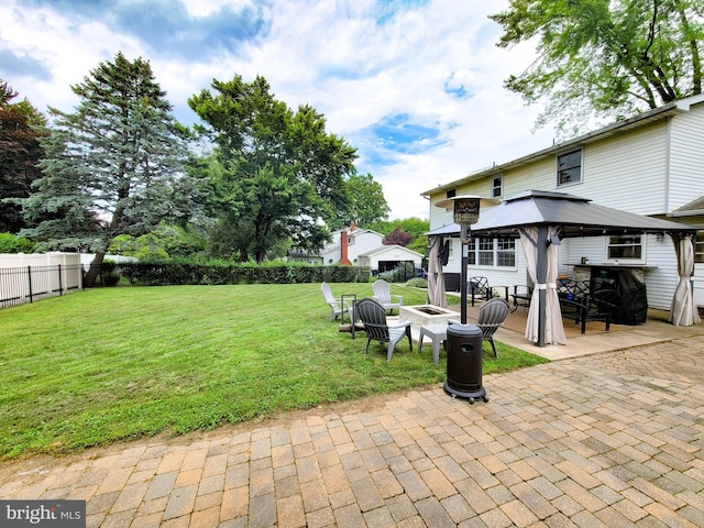 353 Wedgewood Dr, Easton, PA 18045 - view of yard featuring a gazebo, an outdoor fire pit, and a patio area