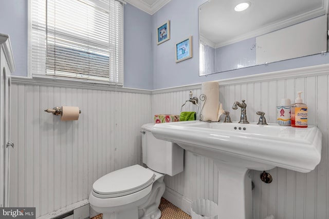 235 Bay Ter, Seaside Heights, NJ 08751 - half bathroom with a wainscoted wall and crown molding