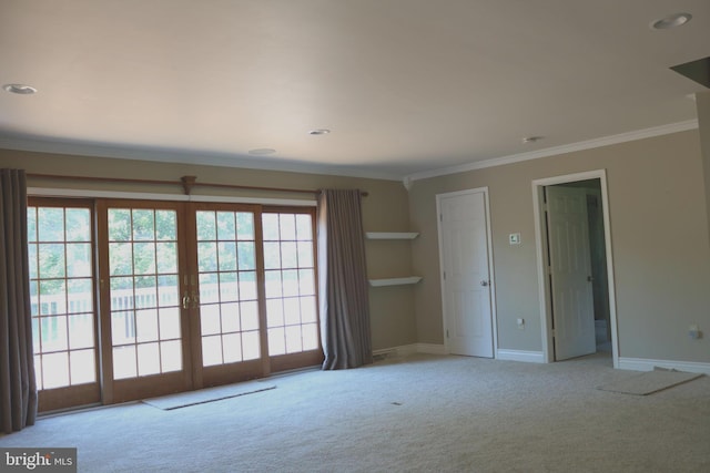 6535 Dumeny Rd, Greencastle, PA 17225 - unfurnished room featuring light carpet, plenty of natural light, crown molding, french doors, and recessed lighting