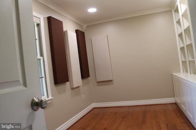 6535 Dumeny Rd, Greencastle, PA 17225 - corridor with dark wood-style flooring, crown molding, and recessed lighting