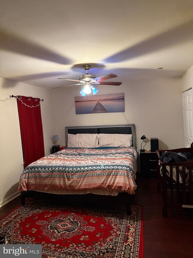16820 Malabar St, Rockville, MD 20855 - bedroom featuring wood finished floors and a ceiling fan