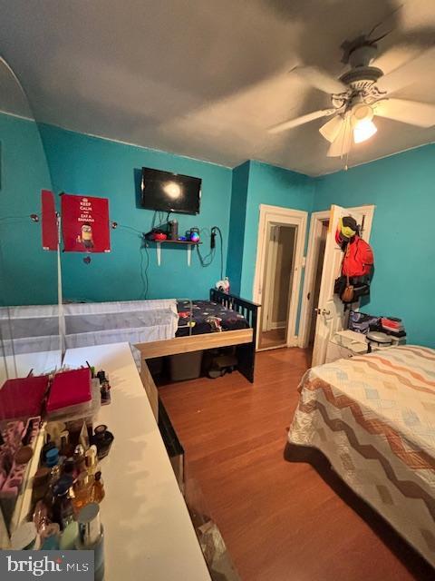 4546 N Palethorp St, Philadelphia, PA 19140 - bedroom featuring wood finished floors and a ceiling fan