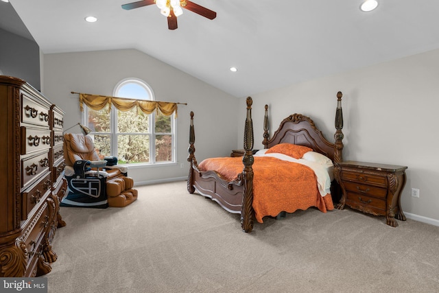 6212 Monroe Ave, Sykesville, MD 21784 - bedroom featuring carpet floors, vaulted ceiling, recessed lighting, and ceiling fan