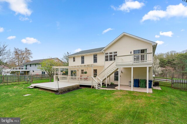 6212 Monroe Ave, Sykesville, MD 21784 - rear view of house featuring a pergola, a wooden deck, a patio, and a fenced backyard