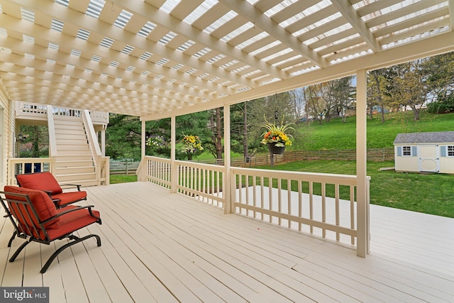 6212 Monroe Ave, Sykesville, MD 21784 - deck with a storage unit, a pergola, and stairway